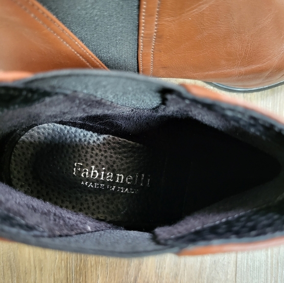 FABIANELLI Pointed Toe Women's Ankle Leather Boots Chelsea Booties Size 8 Brown - Picture 4 of 10